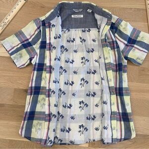 Tommy Bahama Multicolor Plaid Palm Trees Men's Small Button Down Shirt